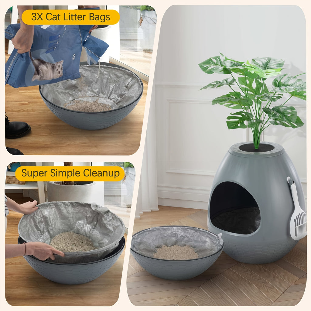 Smart Self-Cleaning Litter Box Smart Self-Cleaning Litter Box with Plant Decor | Premium Litter Box Furniture with Odor Removal System