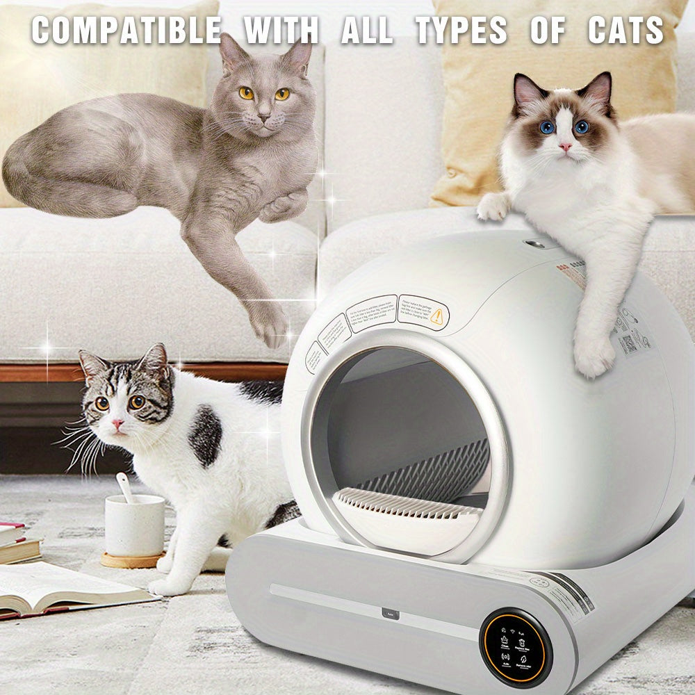 Self-Cleaning Cat Litter Box: Automatic Cat Litter Cleaning Large 17.17gal Space + Litter Bag, Without Battery