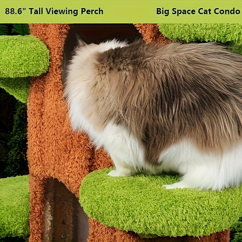 Oversized Luxury Cat Tree Tower for Multi-Cat Households - Tall Sturdy Design with Plush Platforms, Scratching Boards, Cat Condo & Top Perch - Durable Upholstered Cat Furniture for All Sizes