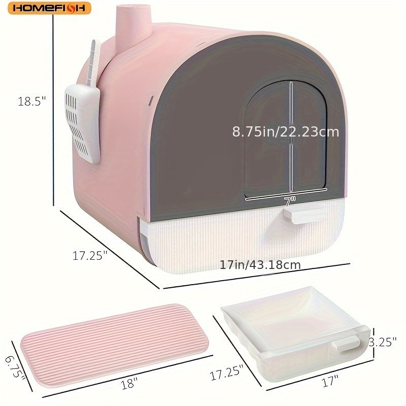 HOMEFISH Fully Enclosed Cat Litter Box\u002FCat Litter Box