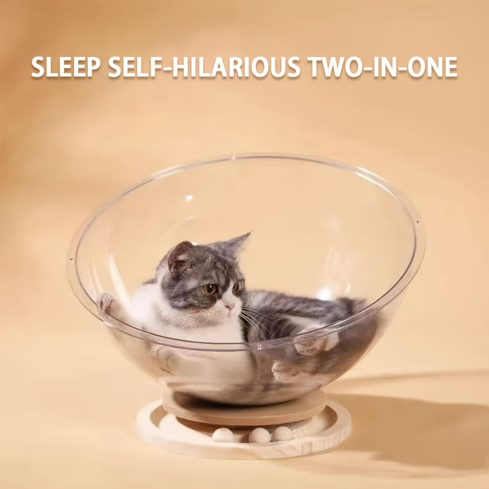 The Transparent Space Capsule Two-in-one Grinding Claws Are Not Wrong To Play, Protect The Furniture, The Cat Can Rotate With A Nudge, Open The Happy Self-hilarity Mode, With A Rail Ball Toy, Big Cats And Kittens Can Be