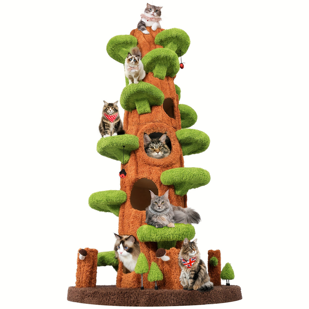 Oversized Luxury Cat Tree Tower for Multi-Cat Households - Tall Sturdy Design with Plush Platforms, Scratching Boards, Cat Condo & Top Perch - Durable Upholstered Cat Furniture for All Sizes
