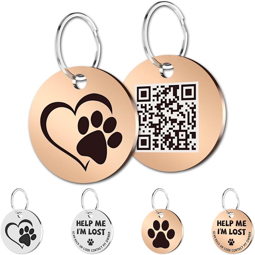 MYLUCKYTAG Stainless Steel QR Code Cat Tags - Online Profile, Scan QR for Instant Pet Location Alerts, Dog Tag, Animal Tracking, Sleek Design, Modern Pet Accessory, Highquality Metal, Rustresistant Material, Smart Pet Collar