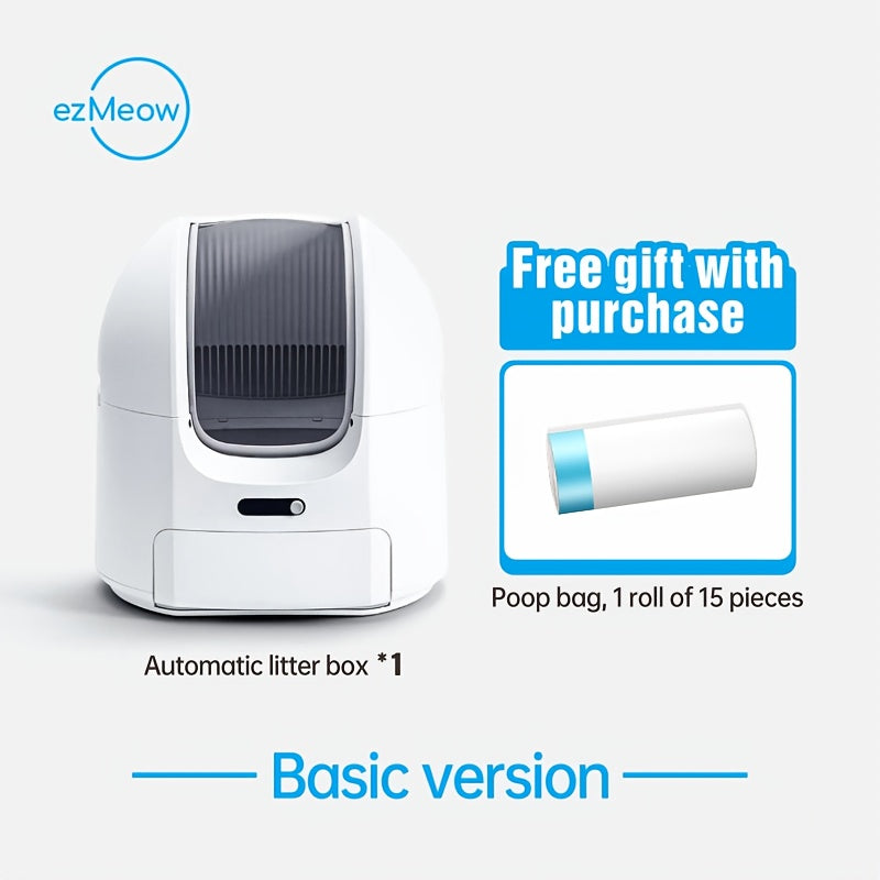 Self Cleaning Cat Litter Box with Garbage Bags -Open-Top Automatic Litter Box for Multiple Cats with Trap Pedal - Odor-Free Waste Disposal Litter Robot with App Control