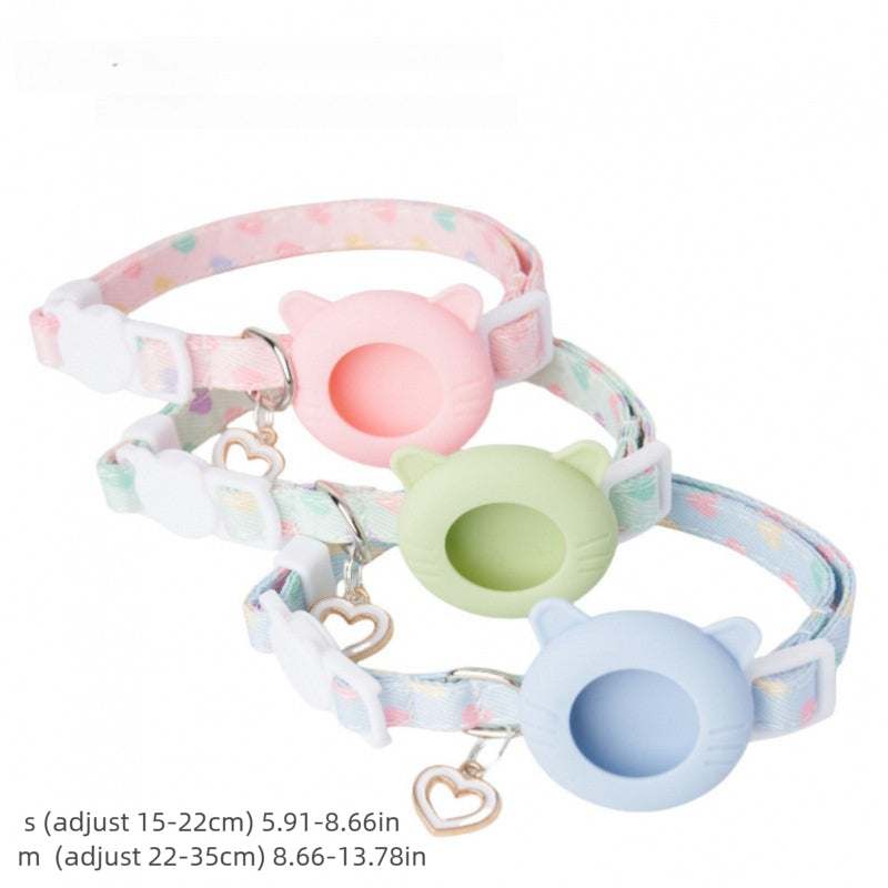 2025 GPS Tracker Compatible Cat Anti-Loss Collar with Anti-Suffocation Safety Lock, 3 Colors (White\u002F\u002FPink) - Adjustable Anti-Range Buckle & Bell-Free Design, Built-In Locator Slot for Microchipped Kittens & Cats (Durable PVC Coll