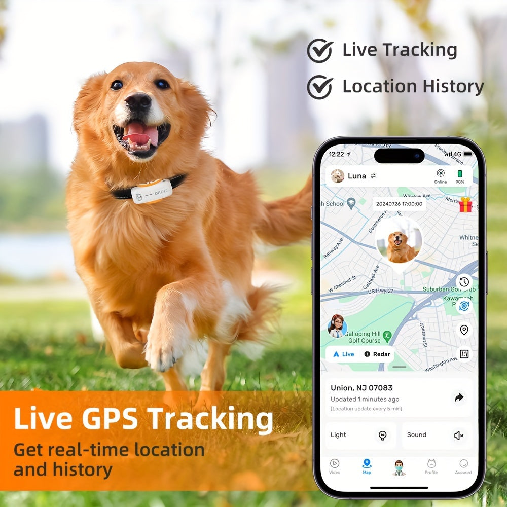 Advanced Dog Tracker 1pc Advanced Dog Tracker - Real-time Monitoring, Location Tracking, Set Range Reminder - Compatible with Android and iOS, Requires Paid Subscription