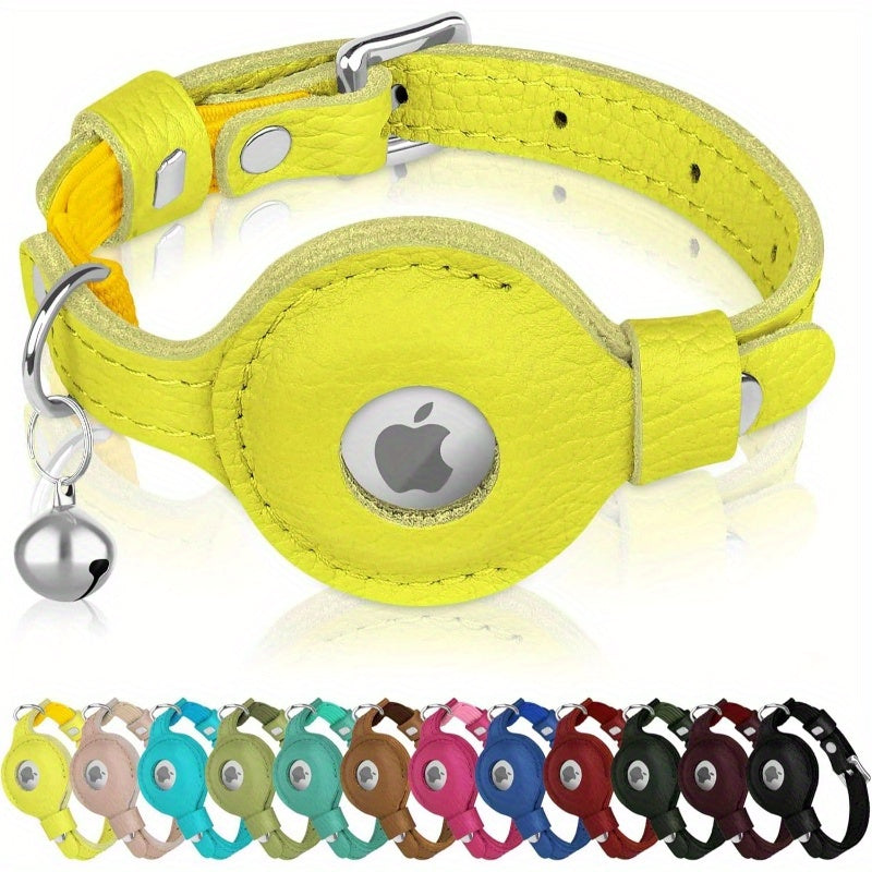 Adjustable Cat Collar with AirTag Holder - Durable, Non-Breakaway Elastic Strap, Metal Bell, Multiple Colors for Indoor\u002FOutdoor Use, Perfect for Pet Owners, Indoor Pet Collar | Stylish Pet Collar | Adjustable Pet Collar