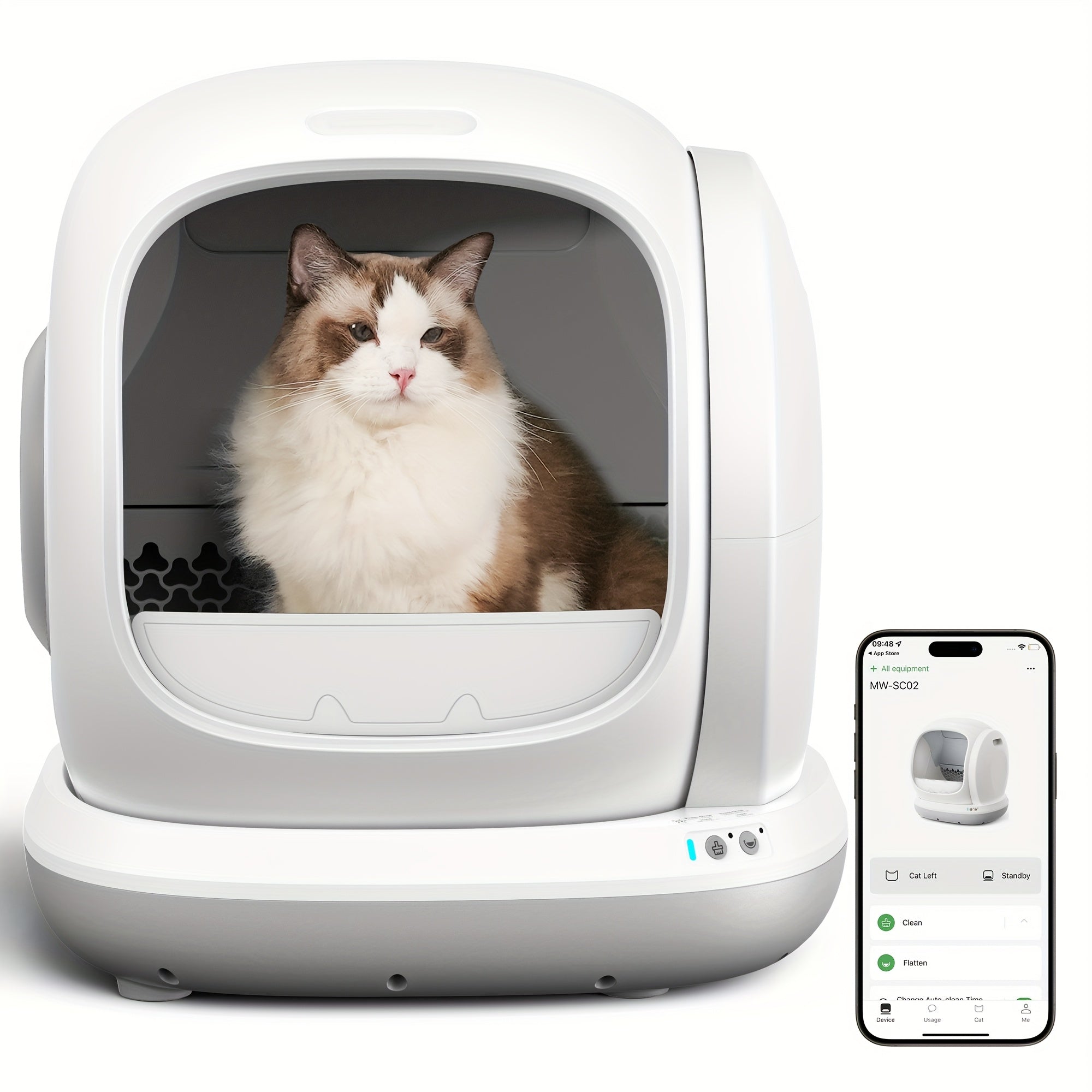 Self Cleaning Litter Box, Automatic Cat Litter Box Self Cleaning For Multiple Cats, Odor Removal Anti Pinch Kitty Litter Box, APP Control Smart Litter Box With Liners Bags, Without Battery