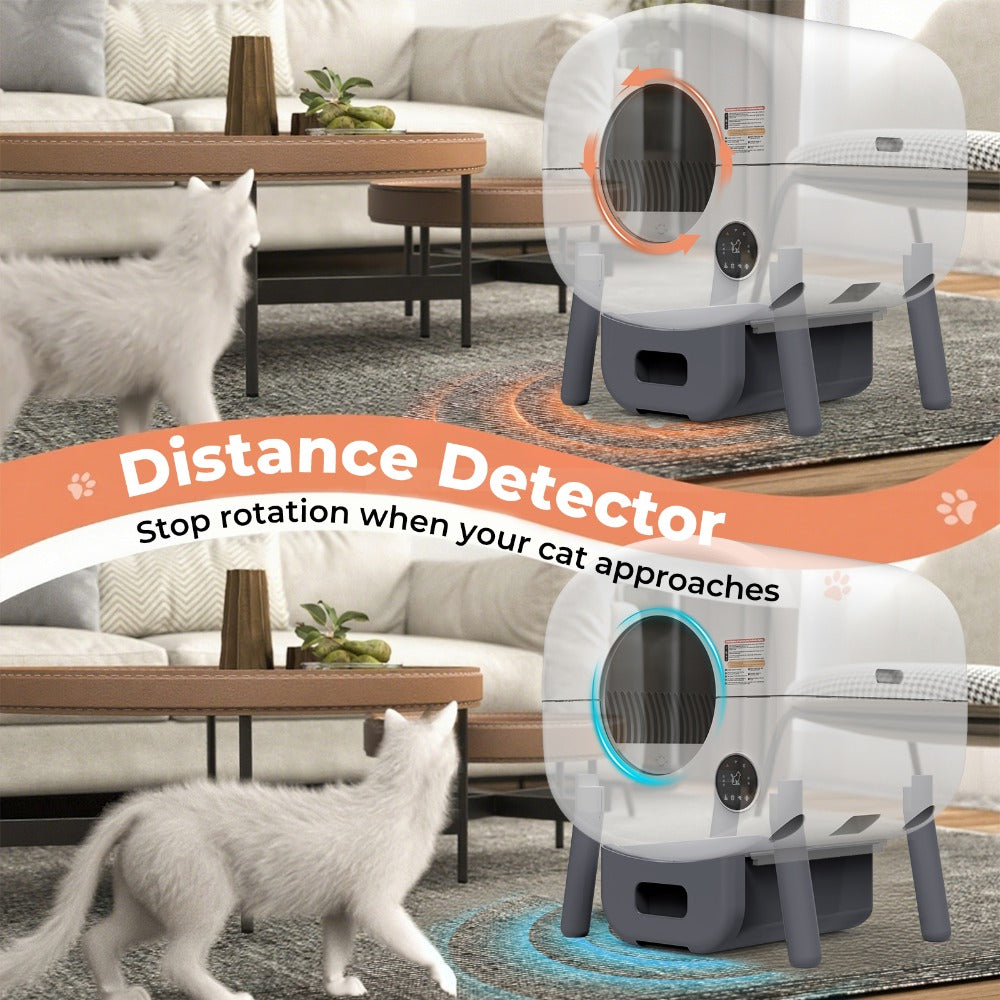 Self-Cleaning Cat Litter Box - Extra Large Automatic Litter Box for Multiple Cats with Mat - Odorless Waste Disposal Cat Litter Robot with App Control and Ambient Lights, Self Cleaning Litter Boxes for Cats, Pet Hygiene Solution, Smart Pet Product