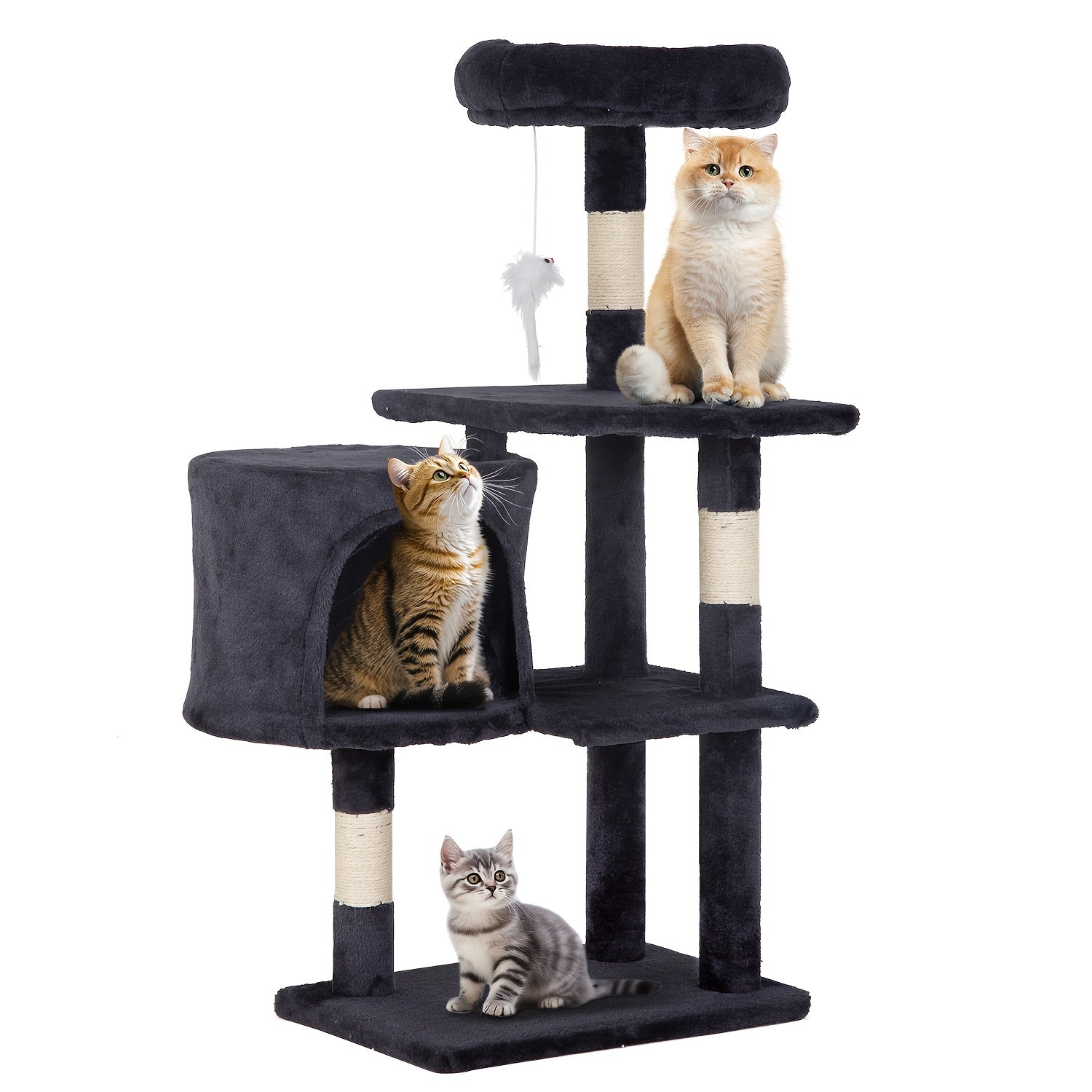 Cat Tree 36 inch Tall Scratching Toy Activity Centre Cat Tower Cat Condo Multi-Level Furniture Scratching Posts for Indoor Cats