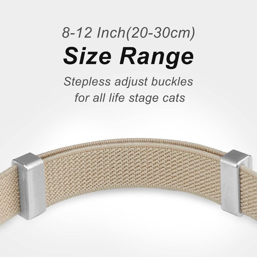 AirTag Collar, Ultra Elastic Tracker Collar with Air Holder, LightweightScratch Resistant Stepless Adjustable GPS Pet Collar Cats Kittens Khaki