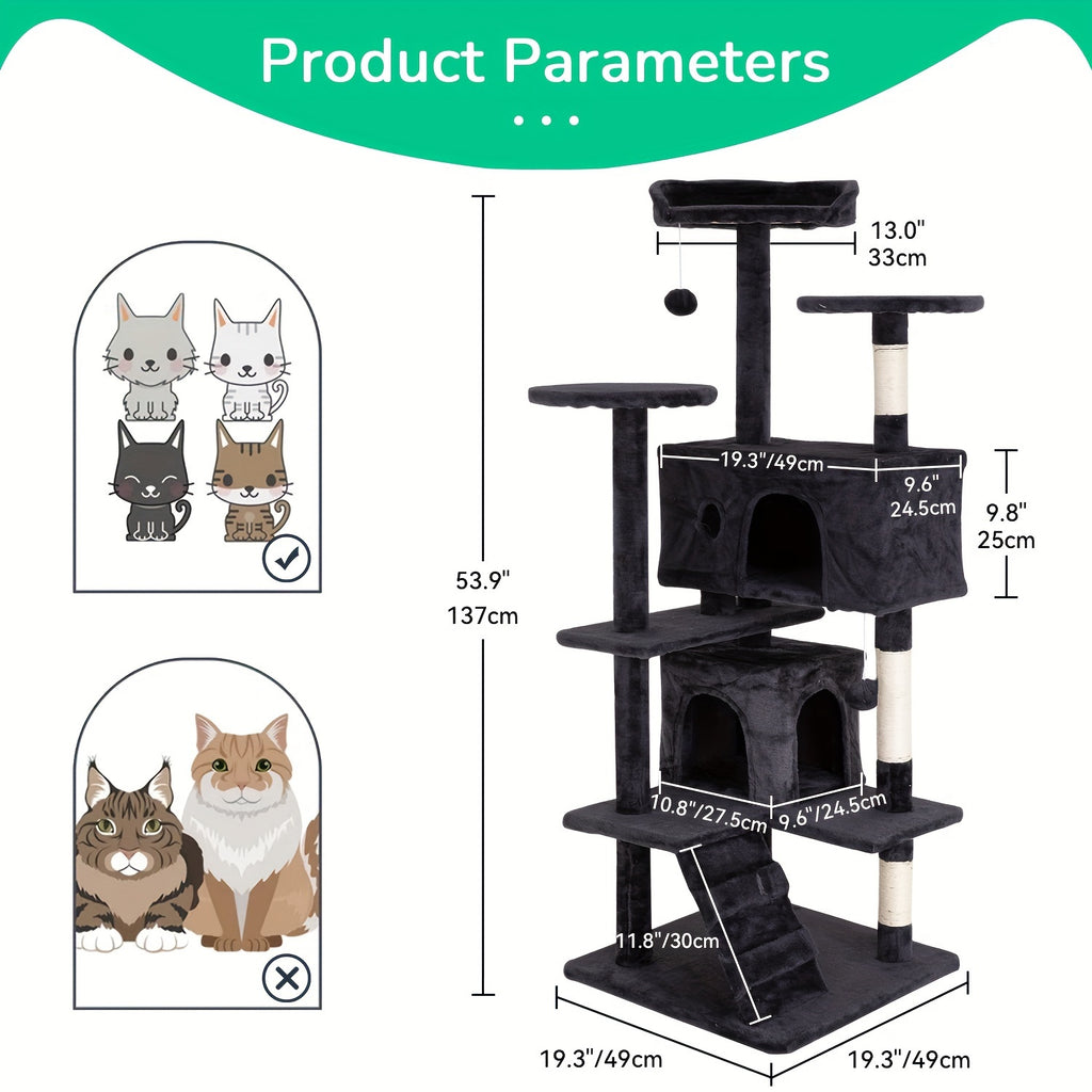 70\u002F54'' Cat Tree, Large Cat Tower Beautiful Perfect Gift for Cats, Multi-Level Furniture Activity Center with Scratching Post Stand House Apartment Fun Toy Kitten Pet Playhouse, Easy to Assemble, Gift