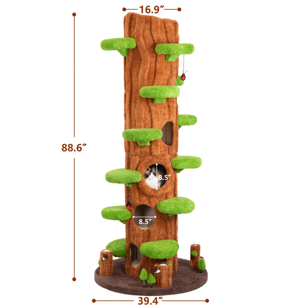 Oversized Luxury Cat Tree Tower for Multi-Cat Households - Tall Sturdy Design with Plush Platforms, Scratching Boards, Cat Condo & Top Perch - Durable Upholstered Cat Furniture for All Sizes