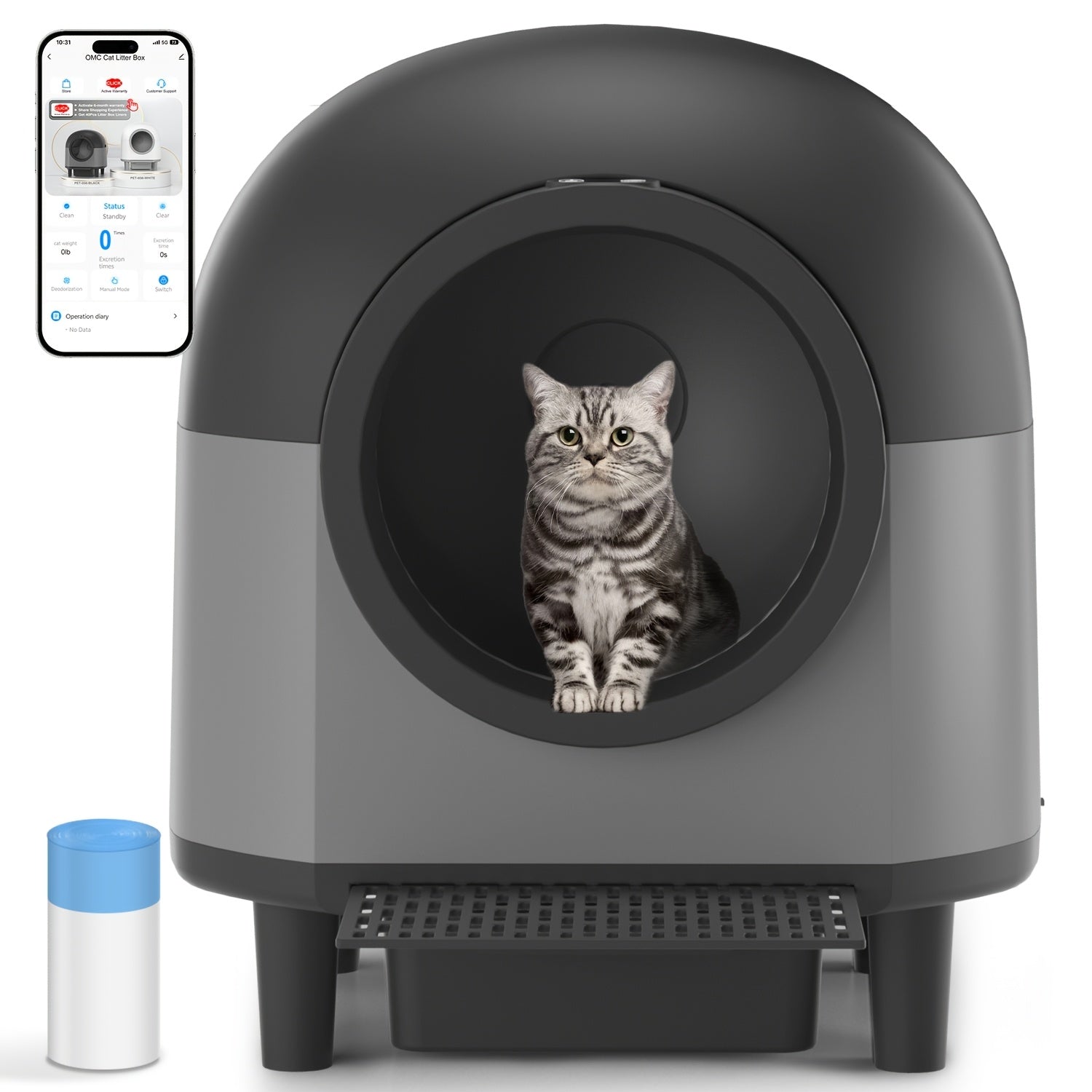 Self Cleaning Cat Litter Box Extra Large Automatic Litter Box For Multiple Cats - Odor-Free Waste Disposal Litter Robot With App Control Ambient Light, Without Battery