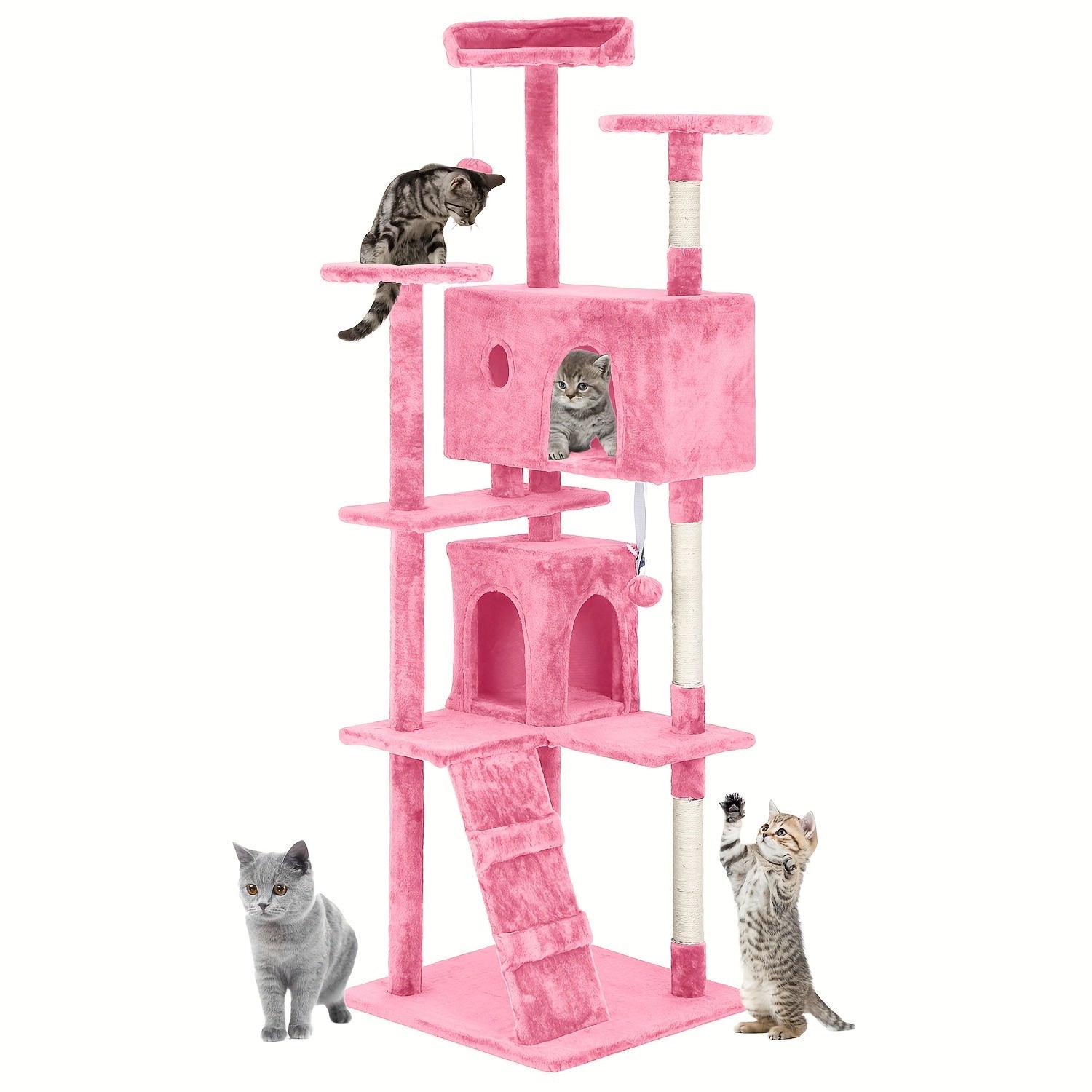 70\u002F54'' Cat Tree, Large Cat Tower Beautiful Perfect Gift for Cats, Multi-Level Furniture Activity Center with Scratching Post Stand House Apartment Fun Toy Kitten Pet Playhouse, Easy to Assemble, Gift