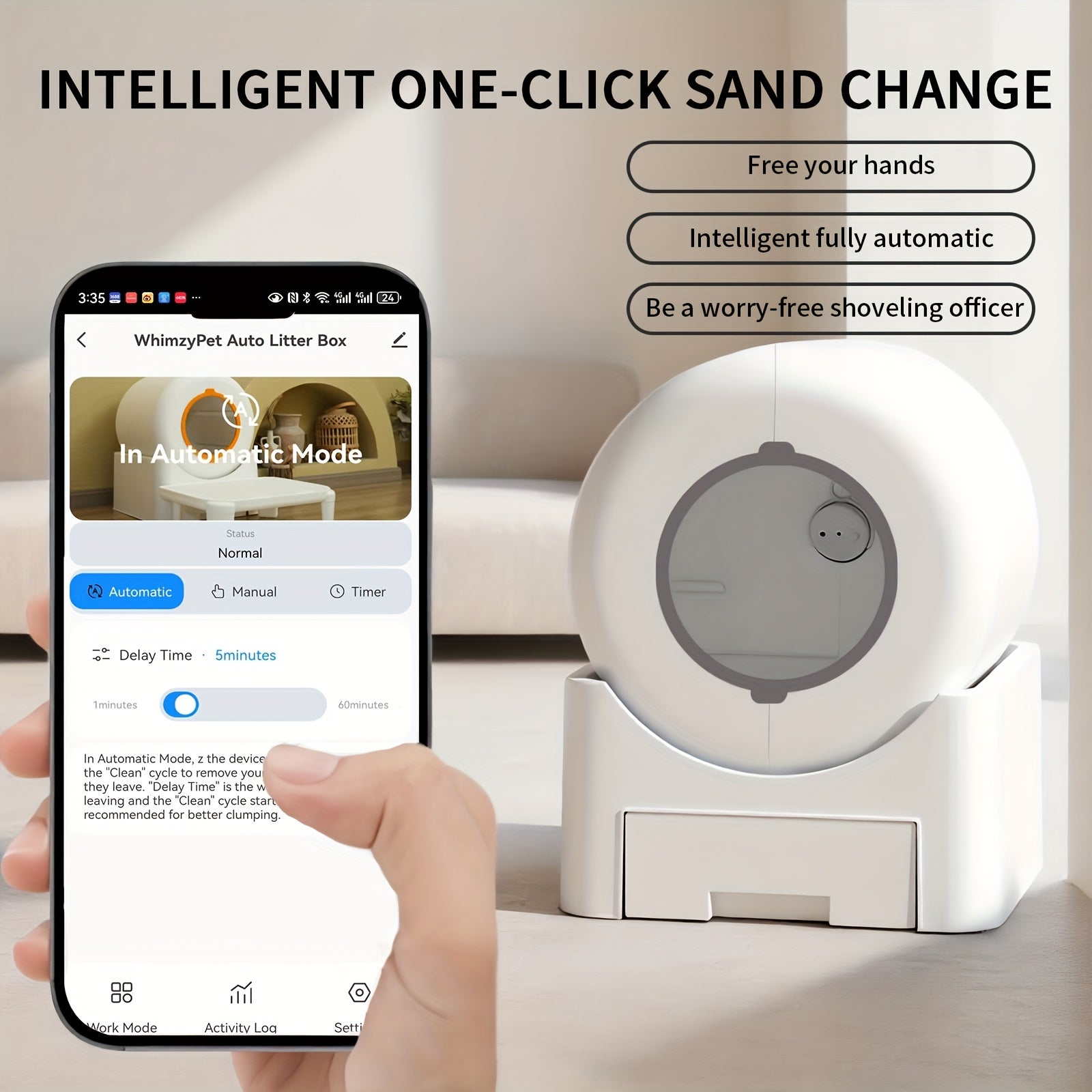 Smart Self-Cleaning Litter Box Pro 71L XL Capacity - APP\u002FWiFi Control, Odorless, Anti-Pinch Safety, Quiet, All Cat Litters Compatible, Includes Waste Bags and Mat, Suitable for Multi-Cat Homes, Quiet Pet Care, Sleek Pet Accessory, Highquality Build,