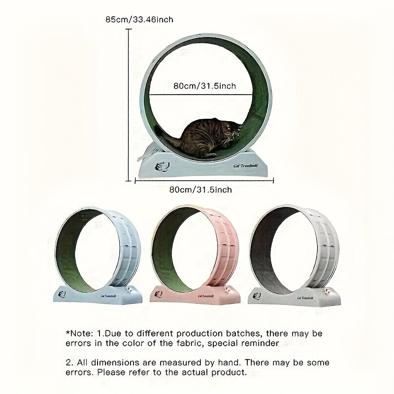 Silent Cat Treadmill 1pc Silent Non-Electric Cat Roller Treadmill | Durable Plastic Pet Exercise Wheel With Soft Grass Texture Surface, Cylindrical Tread Design, Safe Ramp - Promotes Health & Mental Stimulation For Indoor Cats, Without Battery