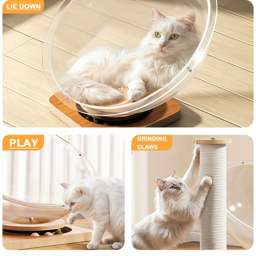 The Transparent Space Capsule Two-in-one Grinding Claws Are Not Wrong To Play, Protect The Furniture, The Cat Can Rotate With A Nudge, Open The Happy Self-hilarity Mode, With A Rail Ball Toy, Big Cats And Kittens Can Be