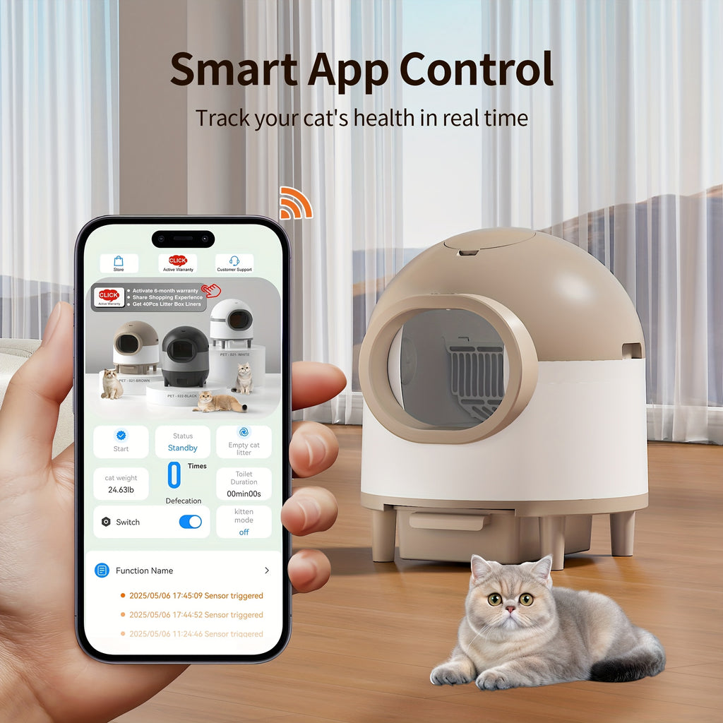 Self Cleaning Litter Box, Automatic Cat Litter Box Self Cleaning with Air Duct & Mat & Liner, 21.13gal Self Cleaning Cat Litter Box Support 2.4G\u002F5G, Anti-Pinch\u002FHealth Monitoring\u002FOdor-Removal, Self Clean Cat Litter Box, Automatic Cat Litter