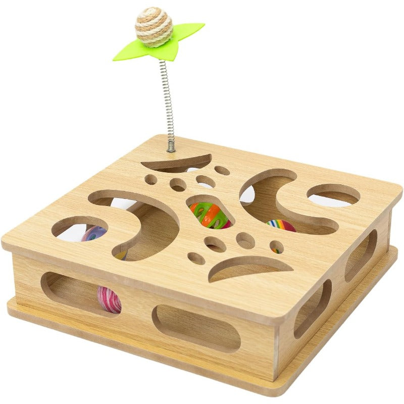 Interactive Wooden Cat Puzzle Toy Box Indoor Hunting Play Toy to Stimulate Your Cat s Energy and Instincts Burlywood, Hunting Simulation Toy, Interactive Pet Toy, Engaging Cat Accessory, Sturdy Puzzle Design, Treat Dispensing Toy, Pet Lovers