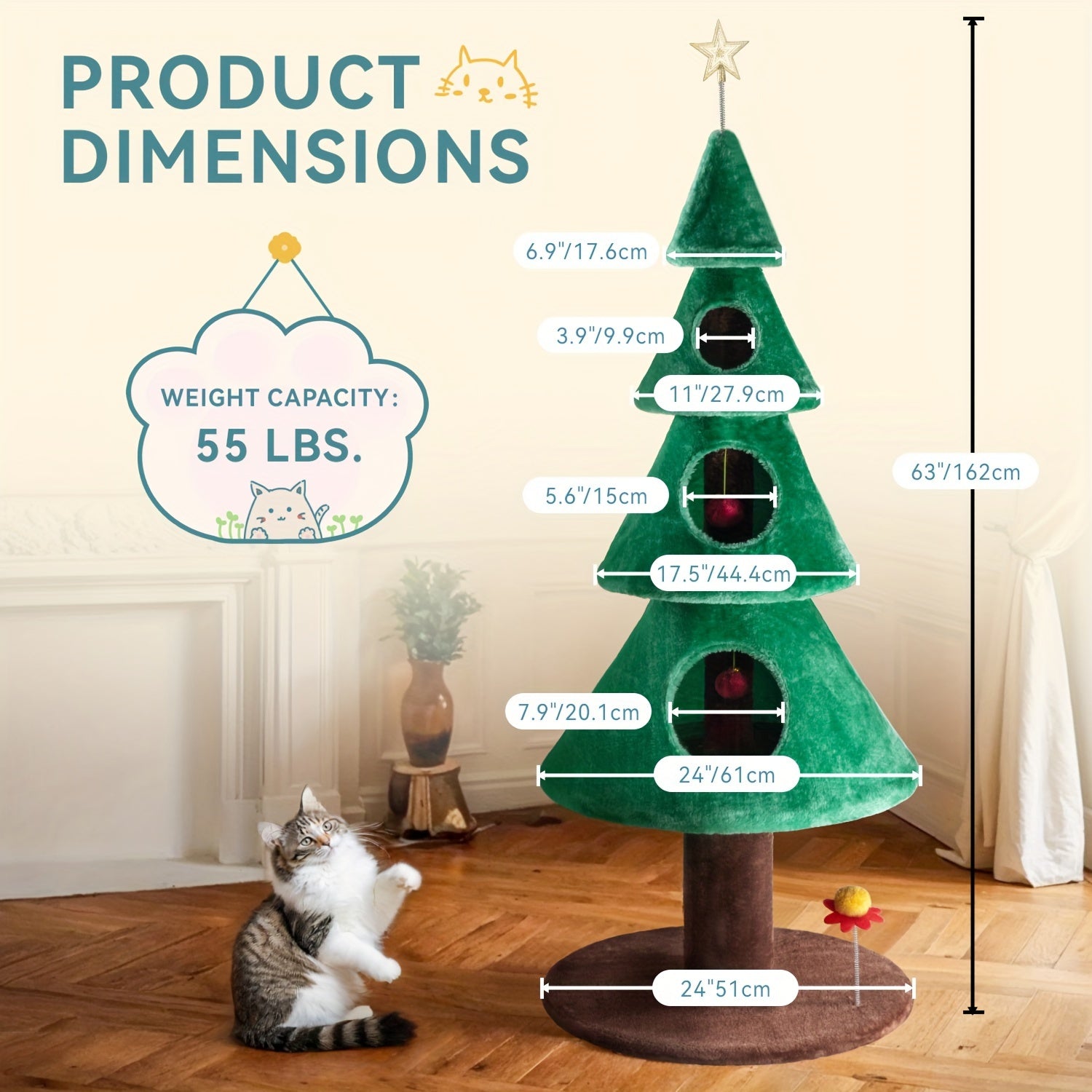 Christmas Cat Tree Tower HOOMIC 63\
