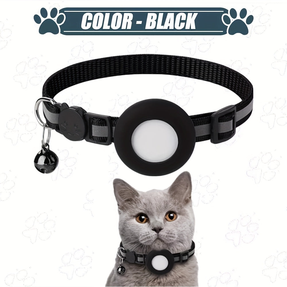 AYAMAYA AirTag Cat Collar, Integrated Cat Tracker Collar With Air Tag Holder And Bell, Safety Elastic Band Cat GPS Collars For Girl Boy Cats, Kittens And Puppies