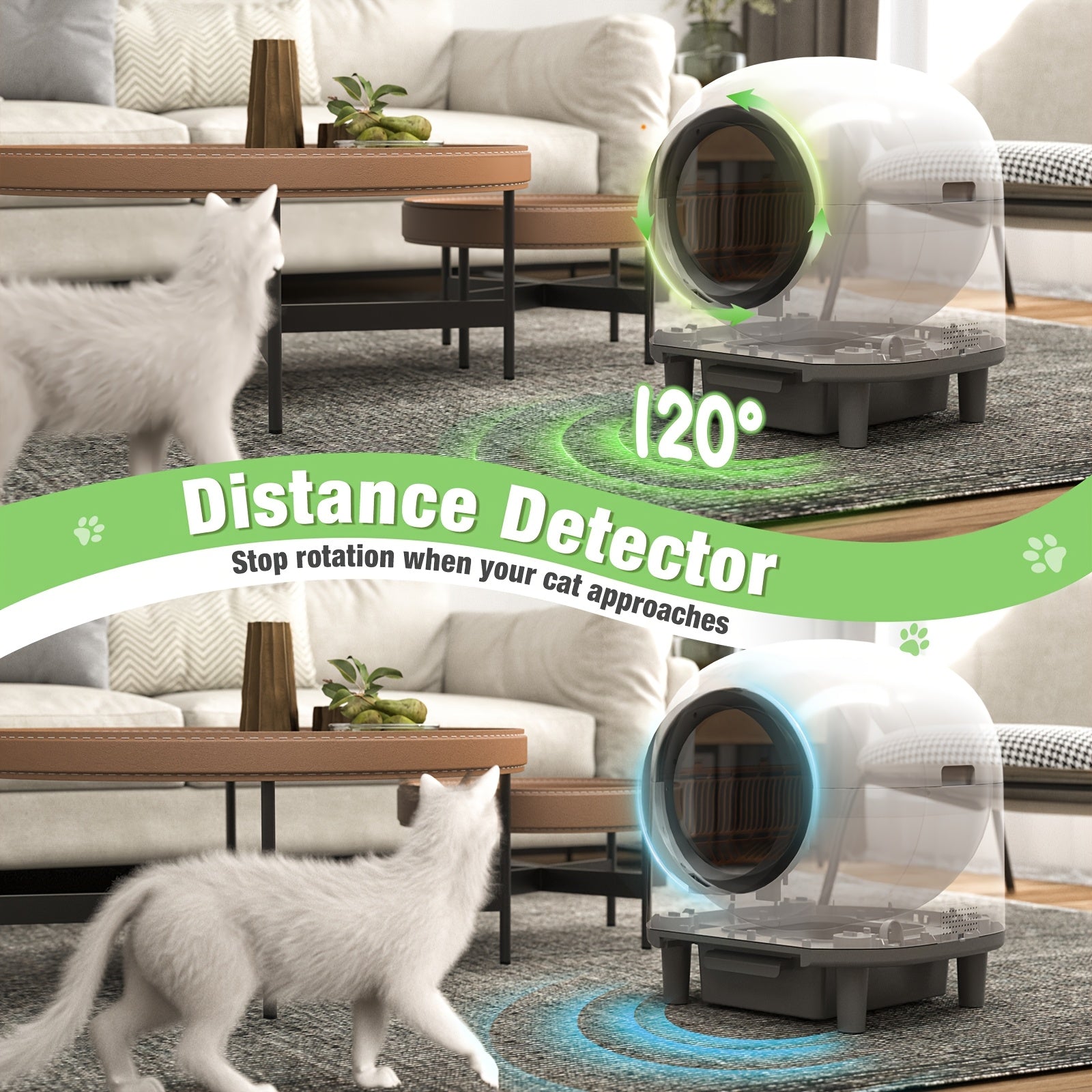 Self Cleaning Cat Litter Box Extra Large Automatic Litter Box For Multiple Cats With Mat - Odor-Free Waste Disposal Litter Robot With App Control Ambient Light, Without Battery