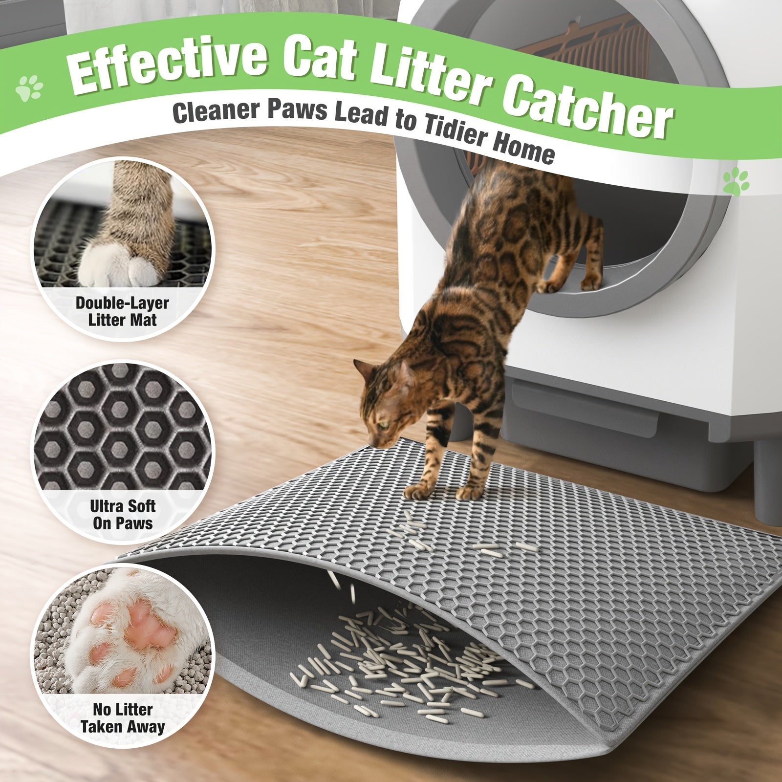 Self Cleaning Cat Litter Box Extra Large Automatic Litter Box For Multiple Cats With Mat - Odor-Free Waste Disposal Litter Robot With App Control Ambient Light, Without Battery