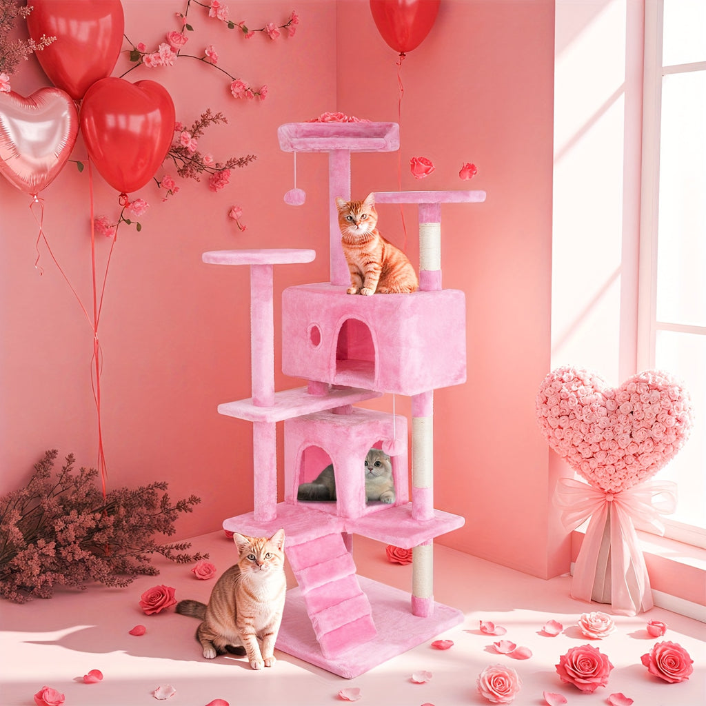 70\u002F54'' Cat Tree, Large Cat Tower Beautiful Perfect Gift for Cats, Multi-Level Furniture Activity Center with Scratching Post Stand House Apartment Fun Toy Kitten Pet Playhouse, Easy to Assemble, Gift
