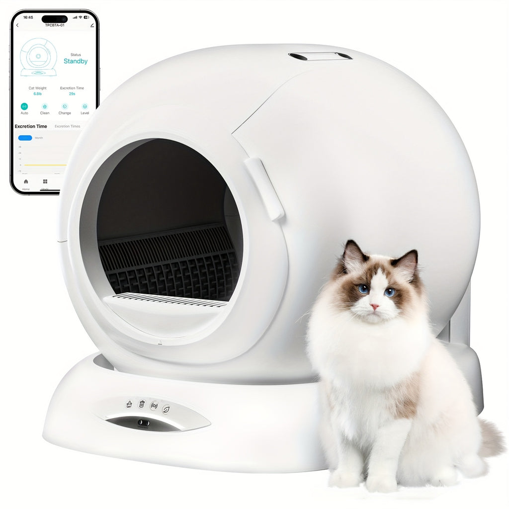 Self Cleaning Litter Box, 17.17gal Large Capacity Automatic Cat Litter Box Self Cleaning for Multiple Cats with APP Control, Safety Protection, Litter Robot with Deodorizer for Multiple Cats, Self Cleaning Cat Litter Box, Kitty Litter Box Self Cleaning, S